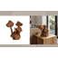 Sculpture en bois champignon - Design inspiré 13 po brun pour le bureau à domicile
