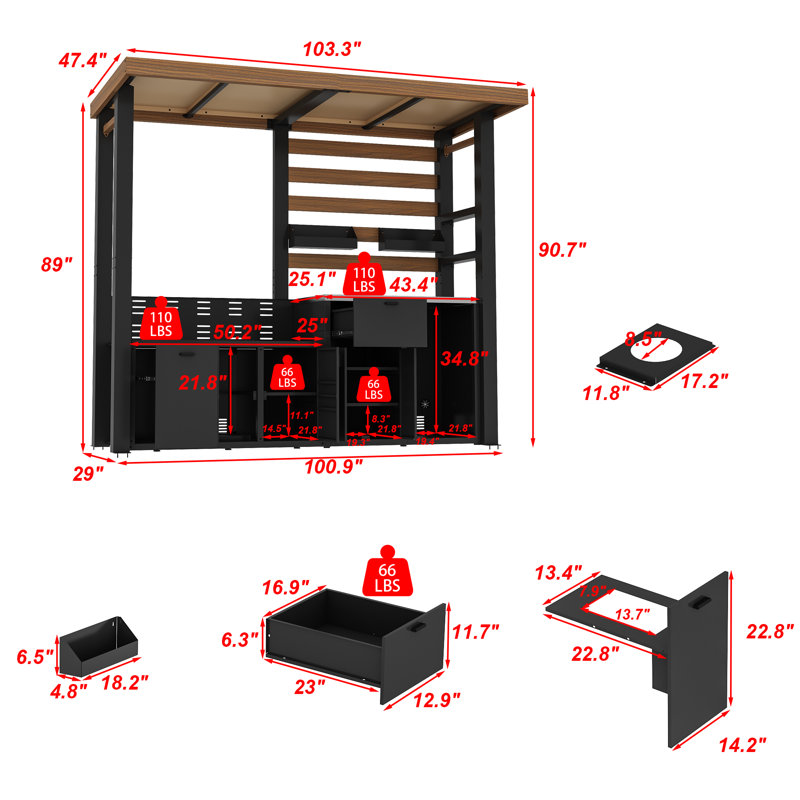 Fusion Flame Galvanized Steel Covered Outdoor Kitchen