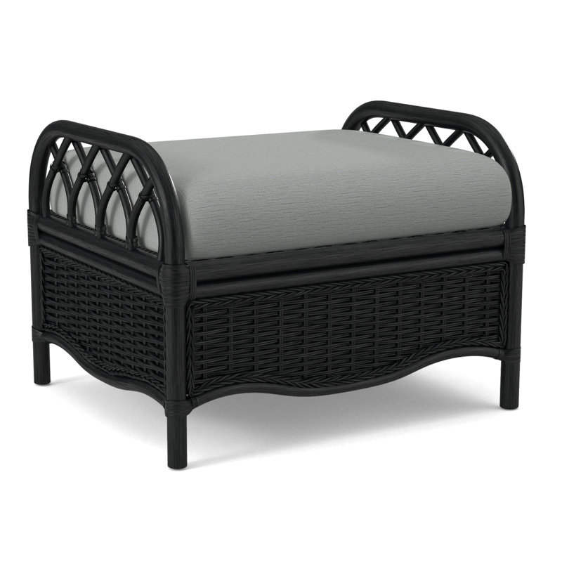 Everglade Ottoman, Black, Green Performance Fabric; 0851-54