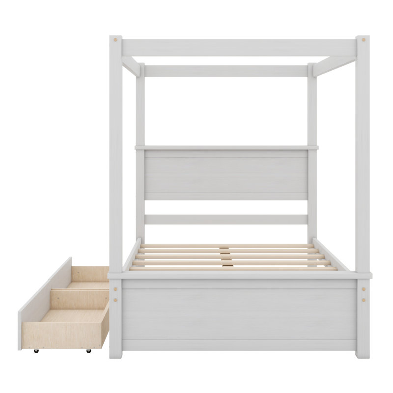 Lecil Canopy Storage Bed, Brushed White