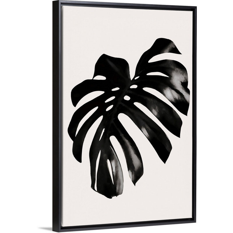 «Black Leaf», art mural sur toile, H 32 po x l 22 po, Toile avec cadre noir