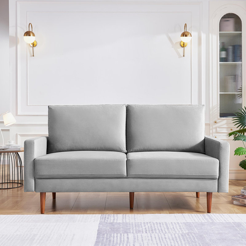 Ellmer Velvet Loveseat, Gray Velvet, 36.4" H x 68.9" W x 31.5" D