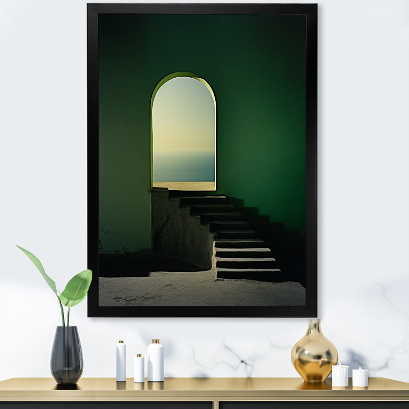 Photographie de l'Islam vert et mimalisme, reproduction sur toile, Cadre simple noir, H 20 po x l 12 po x P 1 po