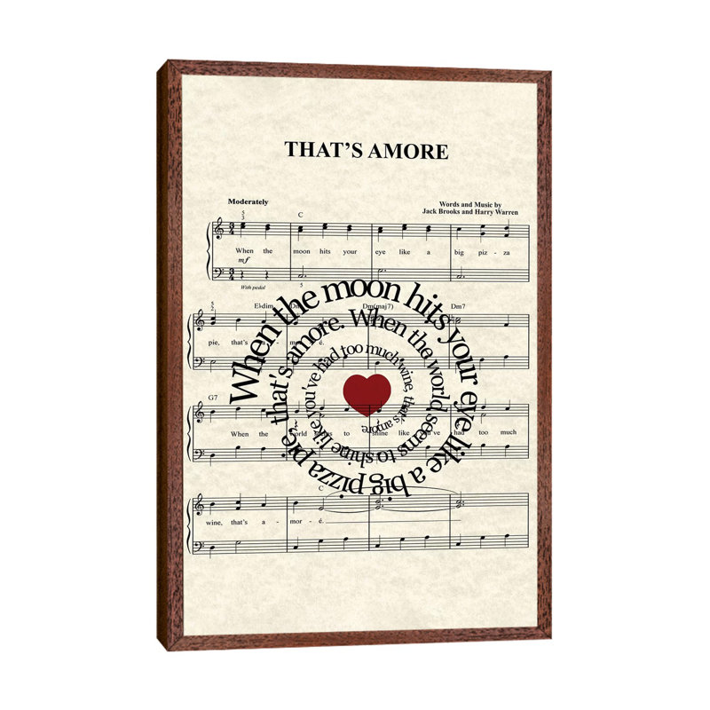 That's Amore - Print on Canvas, 101.6 cm H x 66.04 cm W, Classic Brown Wood Framed
