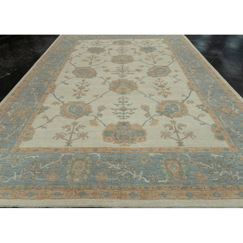 Tapis turc Oushak fait à la main 9 pi 10 po x 13 pi 11 po