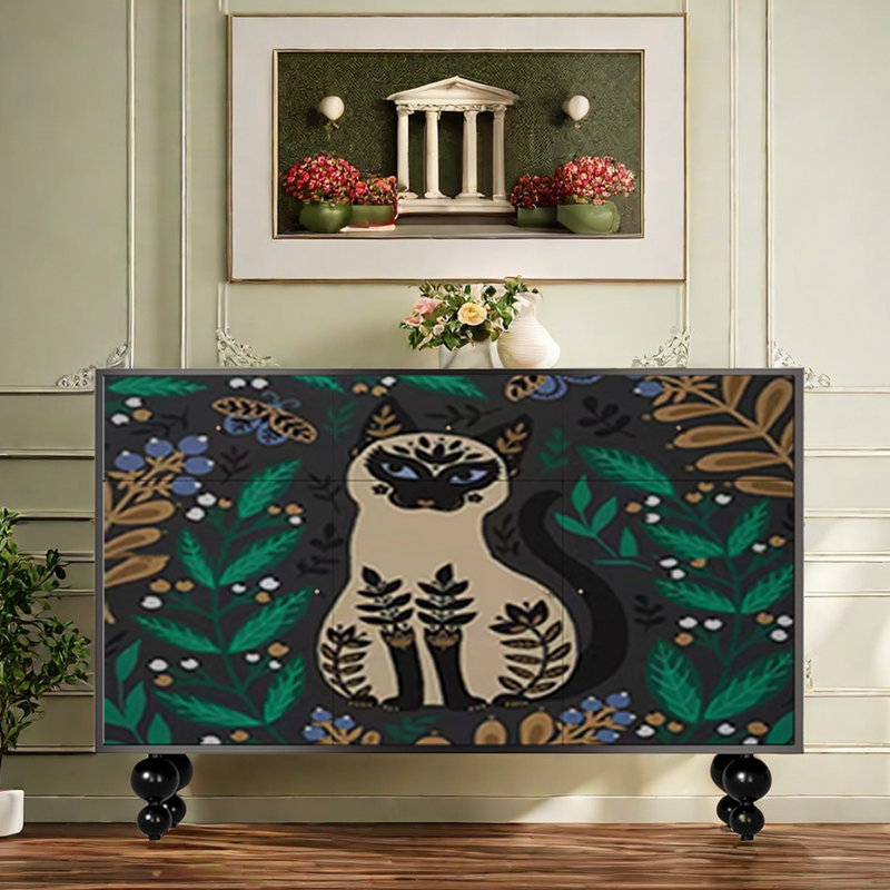 Armoire d'appoint et bahut Painting, Noir + multicolore
