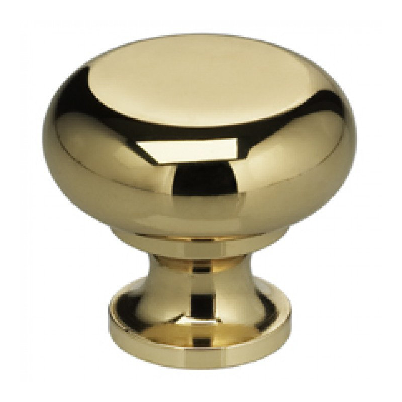 Oversized Mushroom Knob, Polished Brass, 1.23" H x 1.23" W x 1.13" D