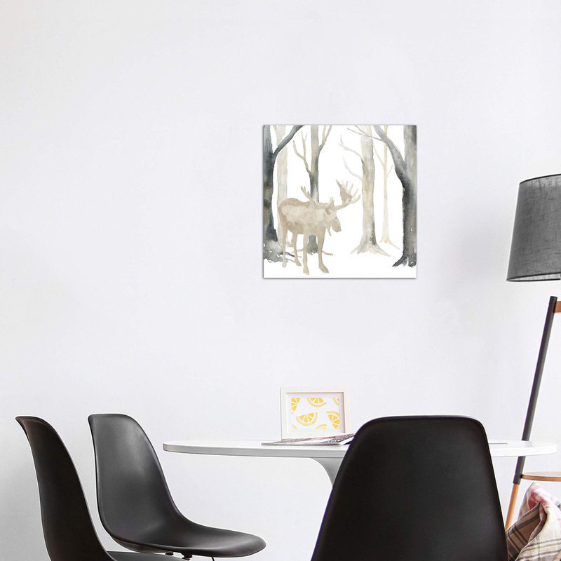 «Winter Forest Moose» par Tara Reed - reproduction, Toile tendue, Pas de tapis, H 26 po x l 26 po x P 1,5 po