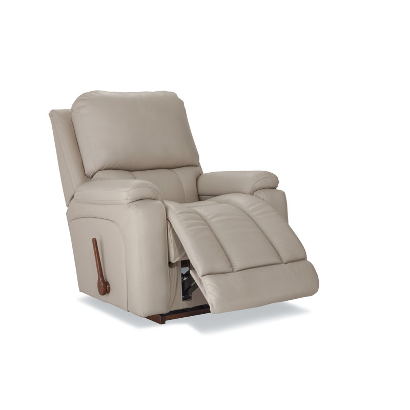 Greyson Manual Leather Match Rocking Recliner, Ivory Leather Match