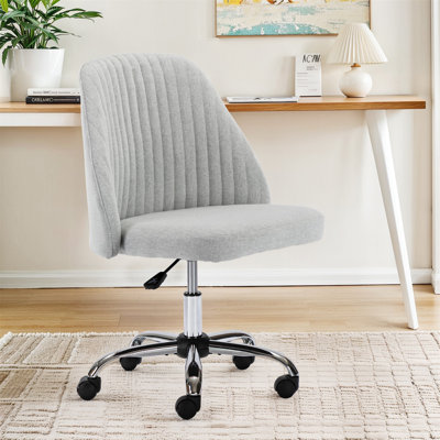 Home Office Desk Chair, Office Chairs Desk Chair Rolling Task Chair Computer Chair Adjustable With Wheels Armless For Bedroom, Vanity Chair For Makeup Room, Living Room