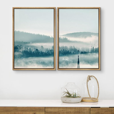 «Misty Clouds Mountain Range Forest Nature Landscape», impression sur toile, 2 pièces