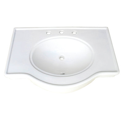 Lavabo de salle de bain ovale à fixation murale en porcelaine vitreuse