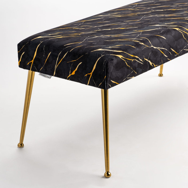 Tikku Velvet Upholstered Bench, H40 x W120 x D30cm