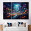 Ensemble de salon Fireflies In Enchanted Full Moon Forest - River Wall Art-108318052-108318049