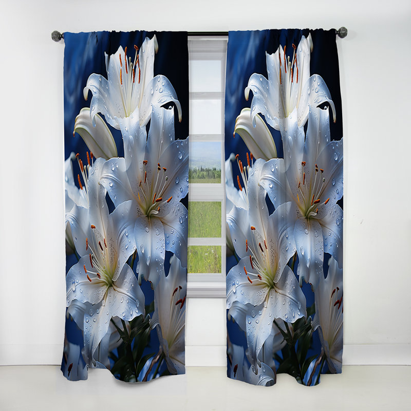 Cranston - Flowers Blackout Floral Curtain - 1 Panel, 52" W x 90" L