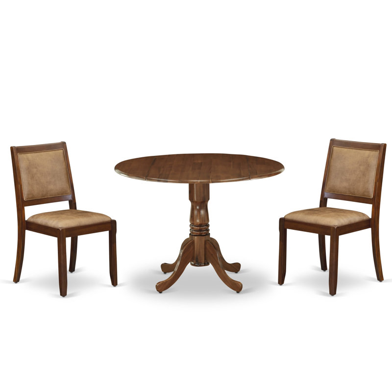 L'ensemble de table de salle à manger de style Mid-Century se compose d'une table de cuisine ronde et d'une chaise de salle à manger empilable en tissu de polyester (finition optionnelle).