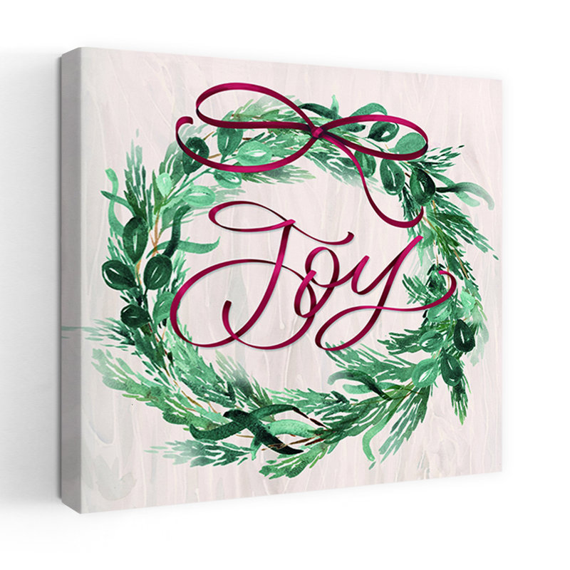 Joy Ribbon Wreath by Kristen Brockmon - Wrapped Canvas Print, 81.28cm H x 81.28cm W