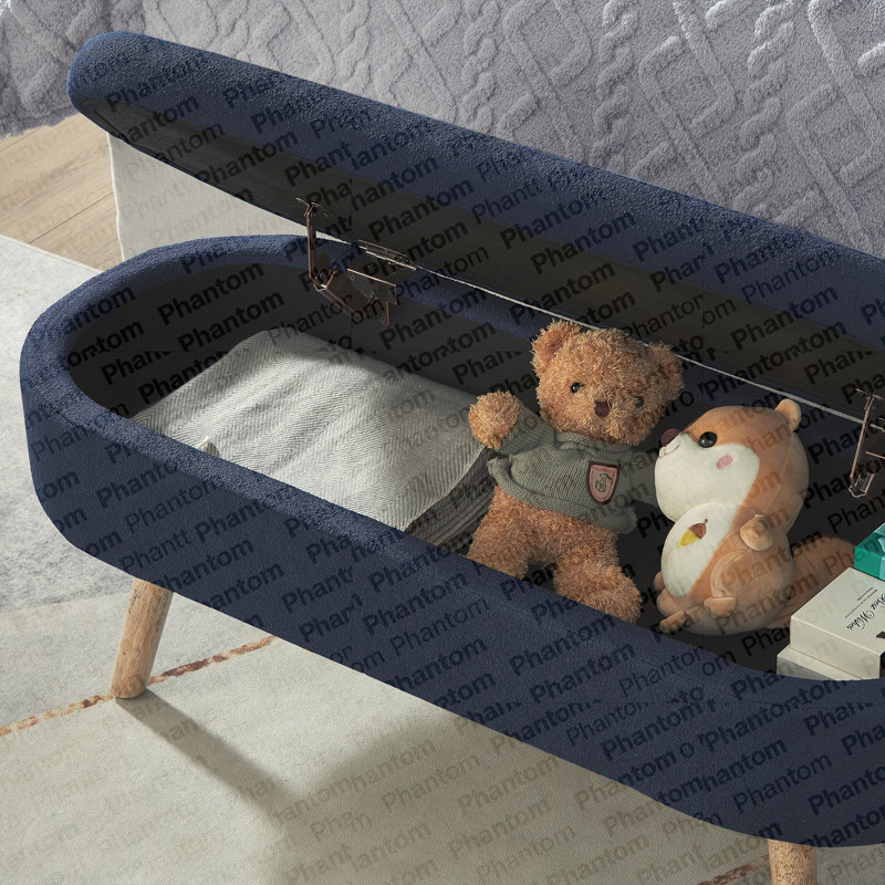 Banc de rangement avec repose-pieds ovale Luxury, Marine