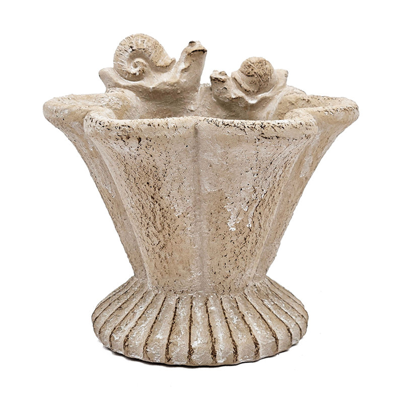 Sand And Cement Coral Planter With Textured Beige Finish, 7.5'' H x 7.9'' W x 7.3'' D