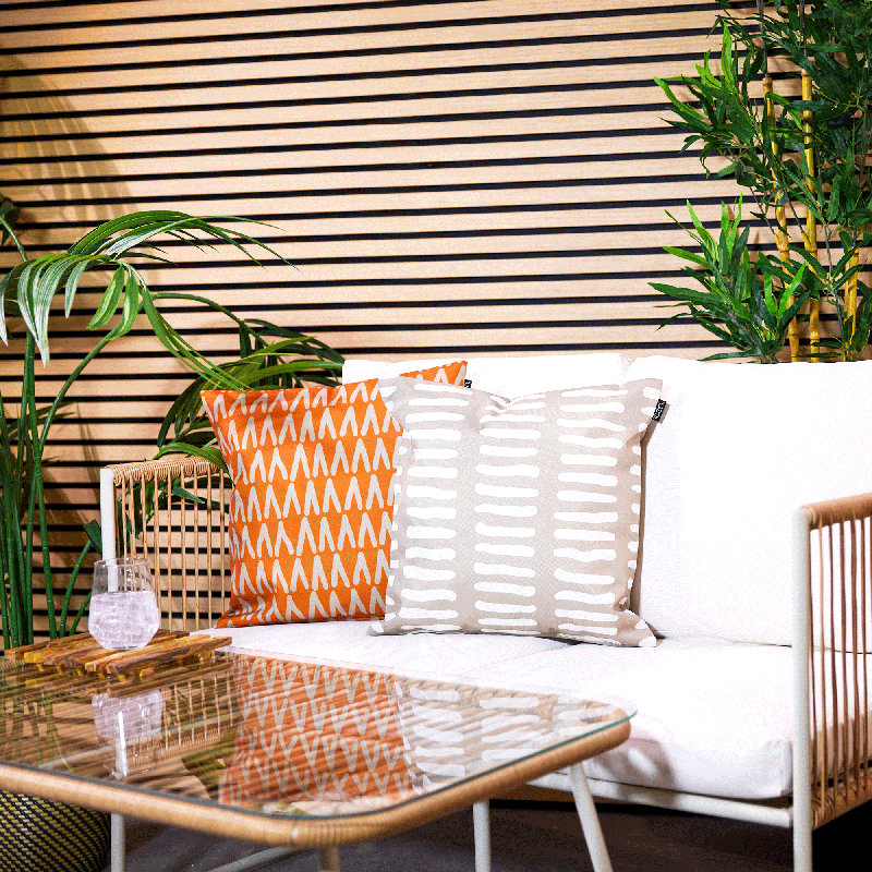 Stripe Indoor-Outdoor Cushions, Orange/Ivory