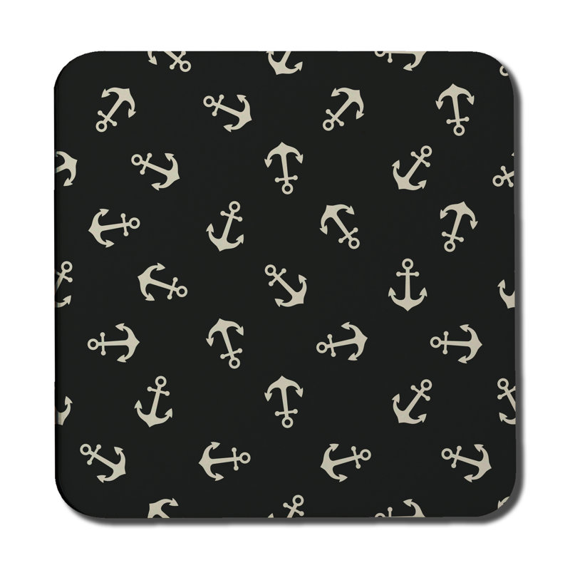 Square 6 Piece Coaster Set, Black/White