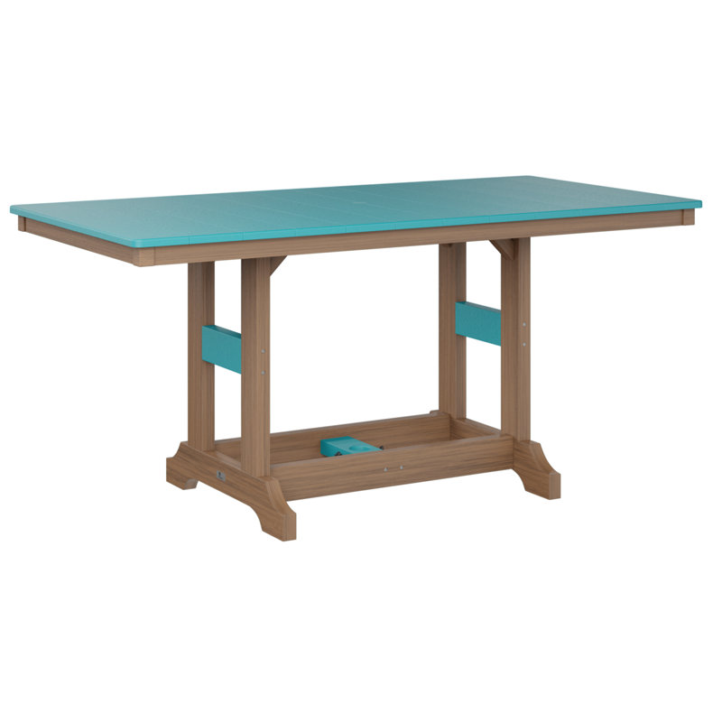 Garden Classic Outdoor Bar Table, Aruba Blue, Antique Mahogany
