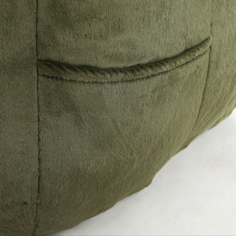 Compression Velvet Fabric Shell-Shaped Large Bean Bag Chair, Green