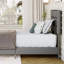 Modern Full Size Platform Bed Frame, Linen Upholstered Bed Frame with Adjustable Height Headboard and Strong Wooden Slats, No Box Spring Needed, Noise Free, Easy Assembly, Grey