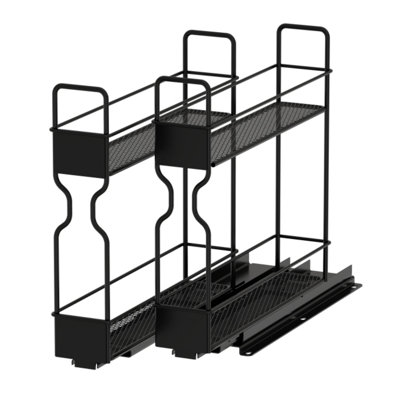 Étagère à épices coulissante à 2 niveaux pour armoire, organisateur d'assaisonnements coulissant robuste avec étiquettes, 2 tiroirs