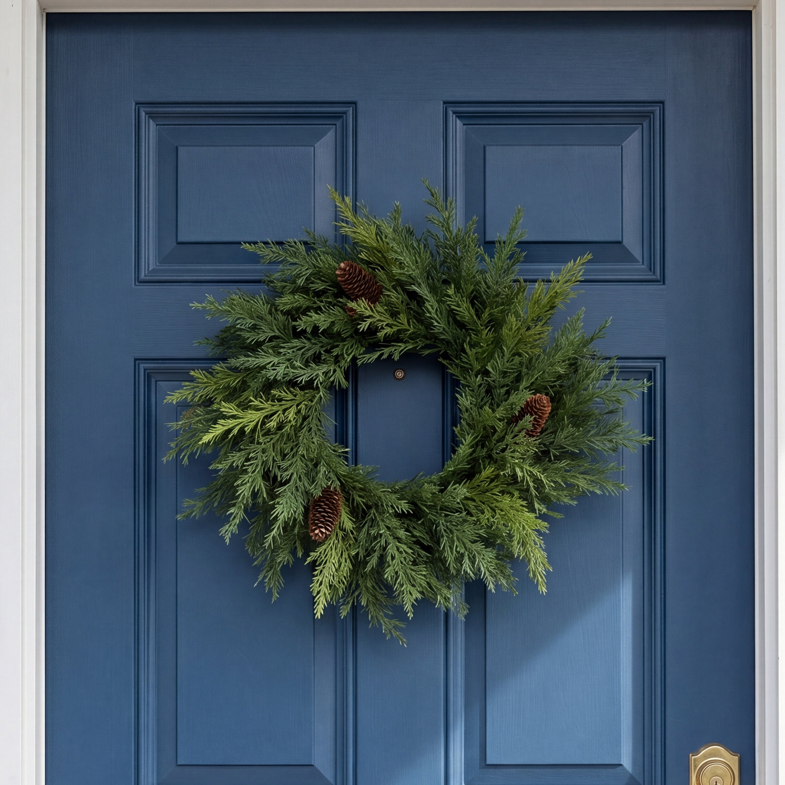 Artificial Ellerby Arborvitae Wreath, 10" H x 10" W x 2.5" D