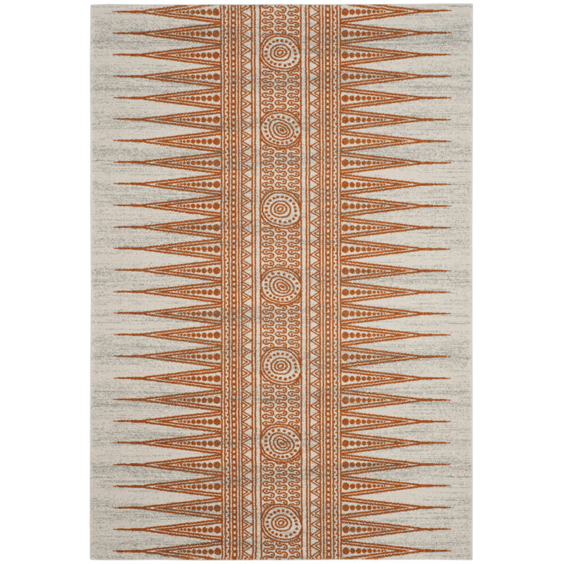 Tapis ivoire / orange / gris Allard Southwestern, Rectangle 3 pi x 5 pi