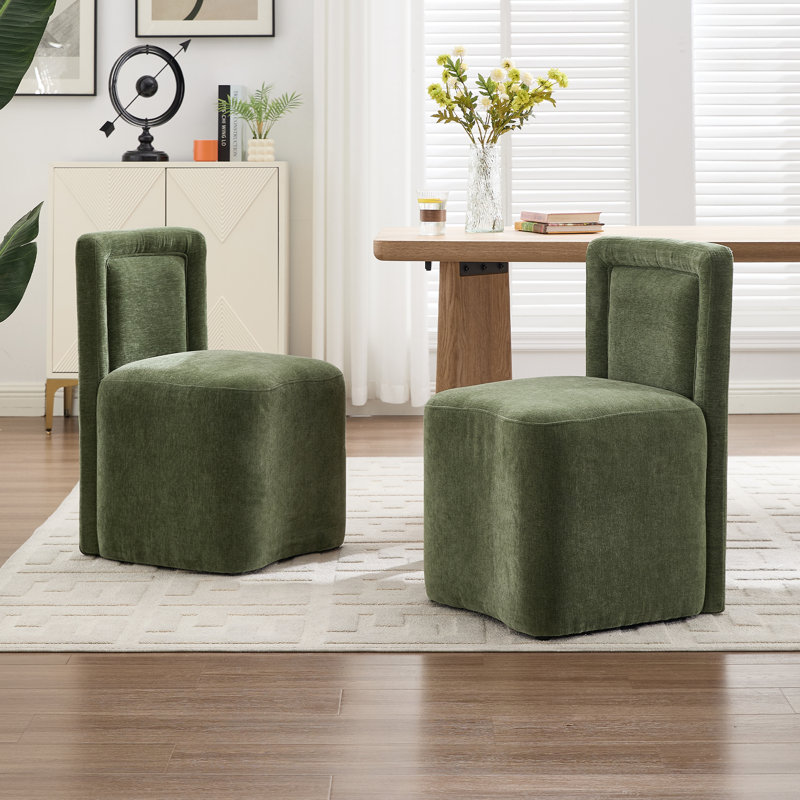 Upholstered Dining Chair Kitchen Side Chairs, Green