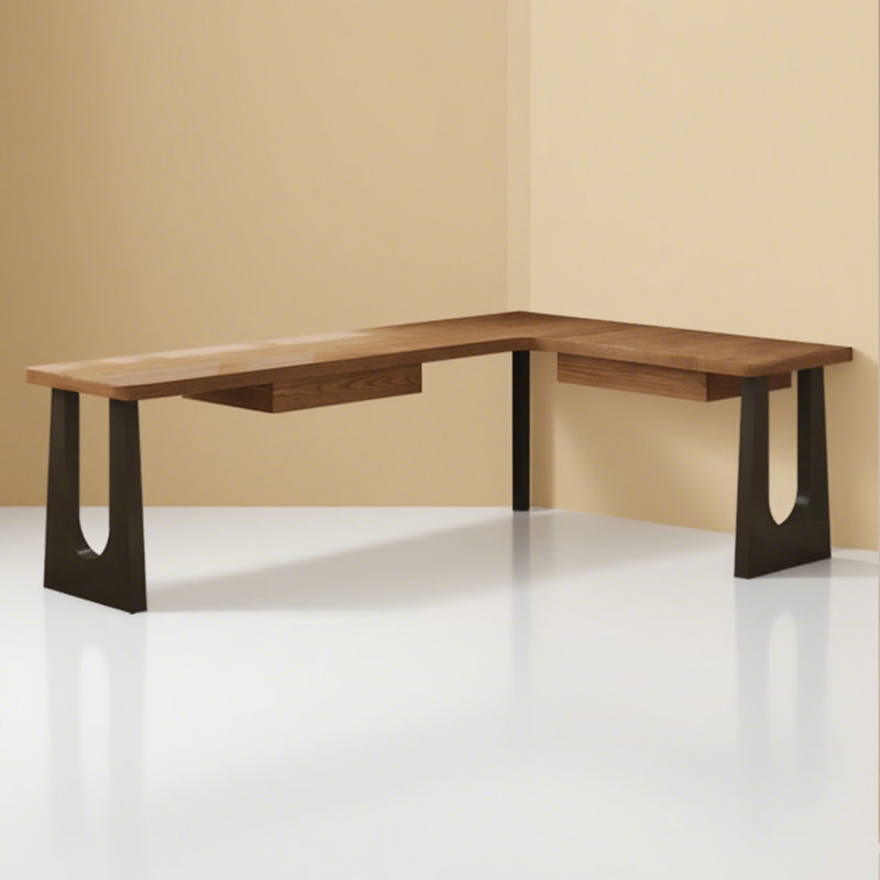 Bureau en L en bois massif avec tiroirs, H 1,97 po x l 55,12 po x P 47,24 po