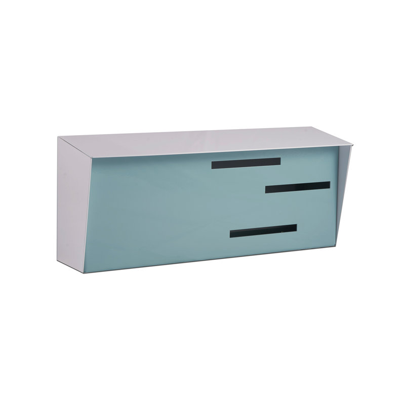 Modern Mailbox Wall-Mounted Mailbox, White/Robin Egg