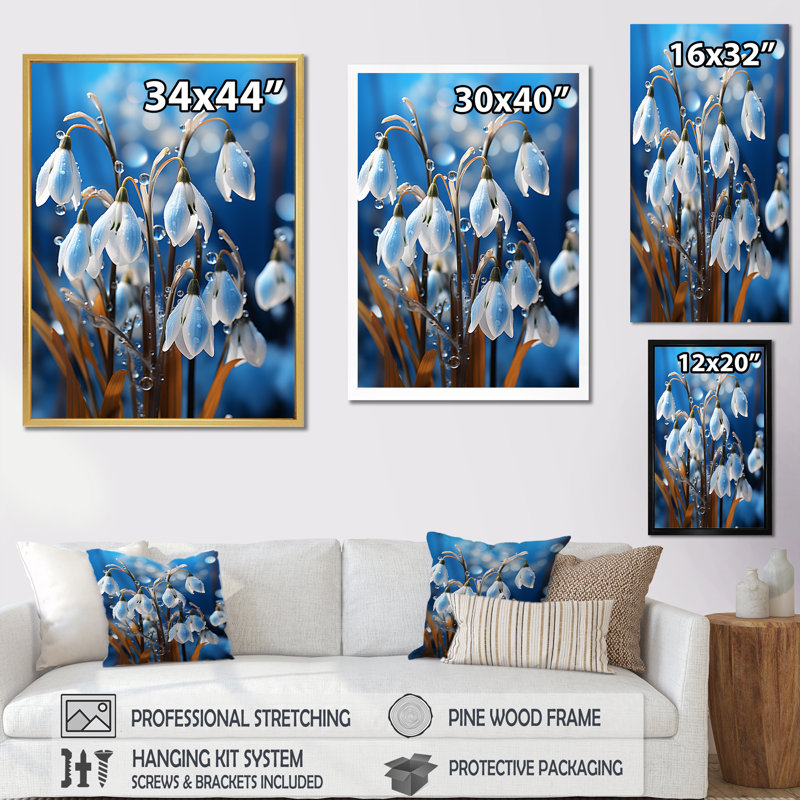 «Winter Snowdrop Flower», reproduction de photo sur toile, Toile tendue, H 20 po x l 12 po