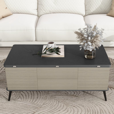 Ensemble de 5 tables basses avec rangement et repose-pieds Kanette 