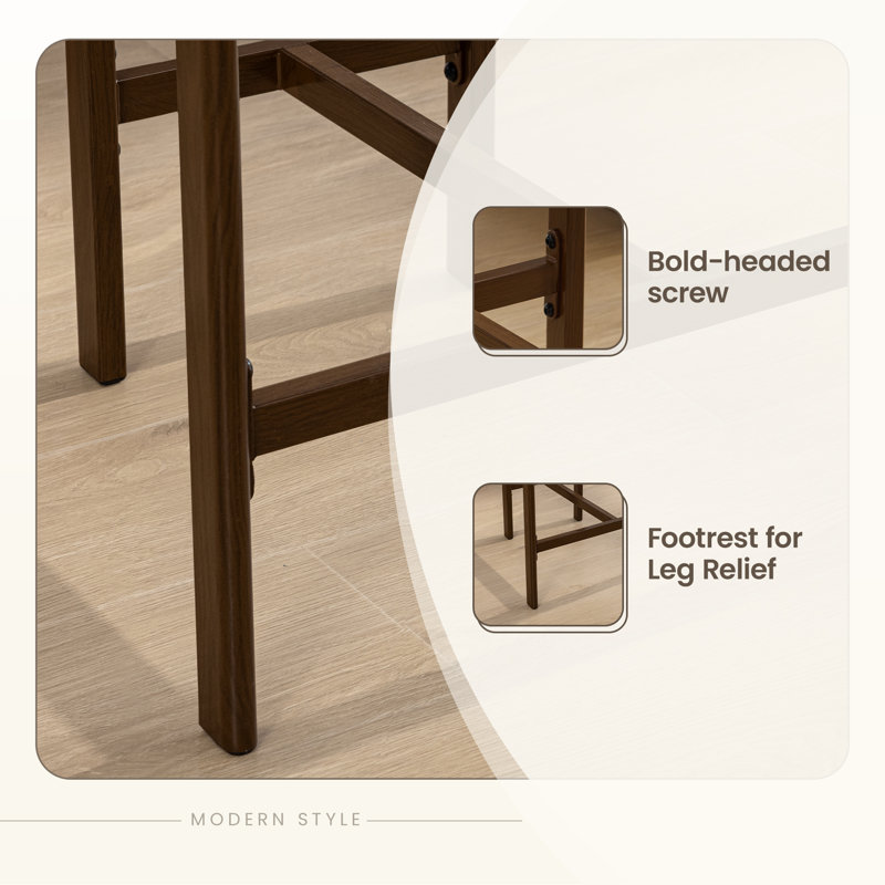 Upholstered 26" Counter & Bar Stool with Metal Legs, Beige, 2