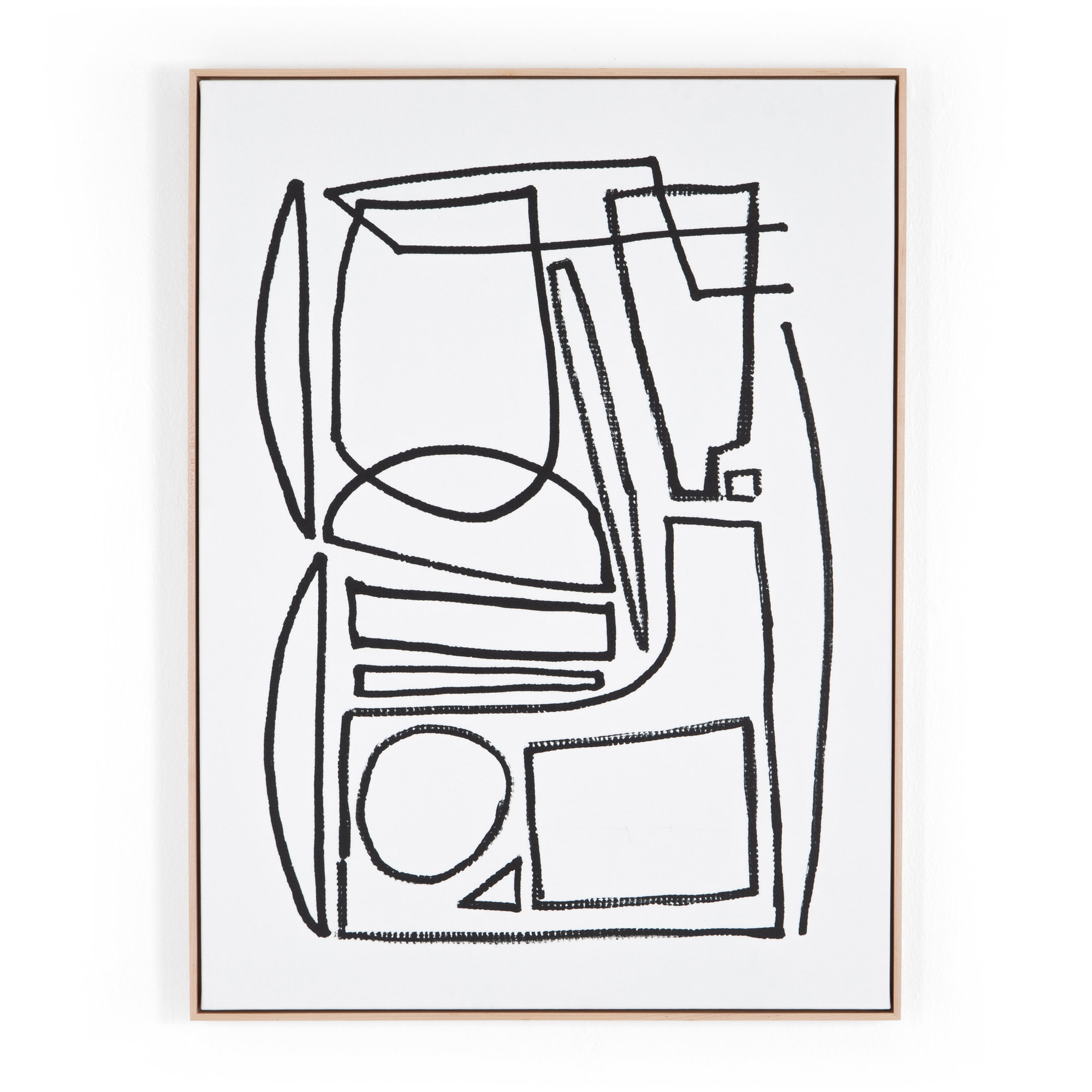 Stark 1 by Dan Hobday, 40" H x 30" W x 2" D, Light Brown Floater Framed