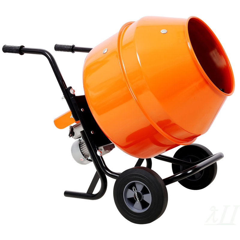 Mélangeur de ciment portatif horizontal 5CUFT (150L), mélangeur de béton portatif 110V-60HZ, couleur orange, certifié CSA