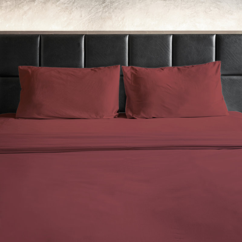 Ensemble de draps en micro-fibre, Bourgogne, Ensemble de draps pour très grand lit + un drap-h