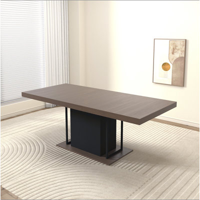 Table de salle à manger rectangulaire extensible pour 6 à 10 personnes, en bois effet vieilli, de 160 à 200 cm.