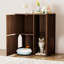 Litière pour chat en noyer de 31,5 pouces avec arbre et portes à double entrée. Il cache une boîte tout en offrant un espace confortable pour les chats, il a un poteau à griffer enveloppé de corde de chanvre et une tablette intérieure spacieuse. Fait de-131240665