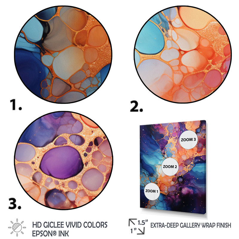 Floretha Astrology Nebula Dance Fluid I Framed On Canvas Print, 44" H x 34" W x 1.5" D, White Floater Framed