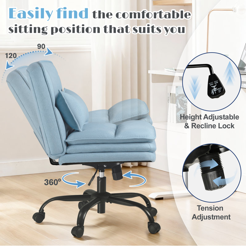 Chaise de bureau Criss, Tissu bleu clair