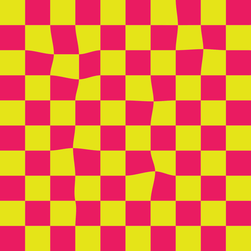 Warped Checkerboard Wallpaper, Yellow/Pink