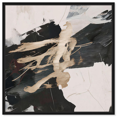 Golden Fracture V Canvas Print Gold Wall Art by Art Remedy, Black Frame, 12 x 12