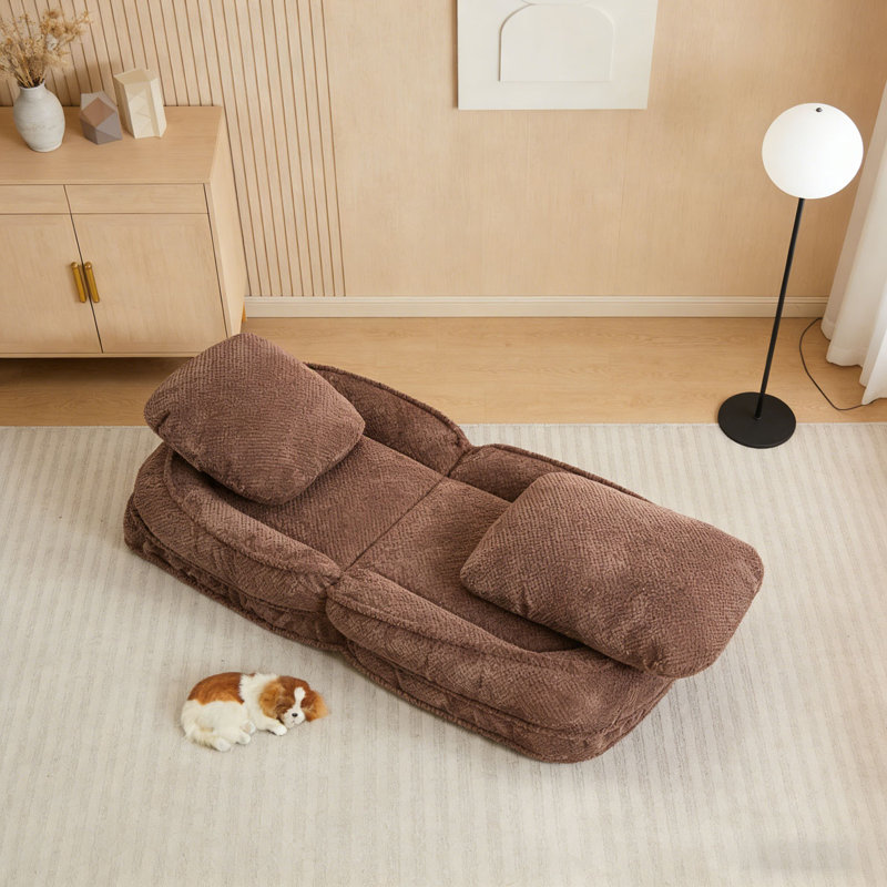 Lazy Sofa Couch ,5 Adjustable Position, Brown Polyester