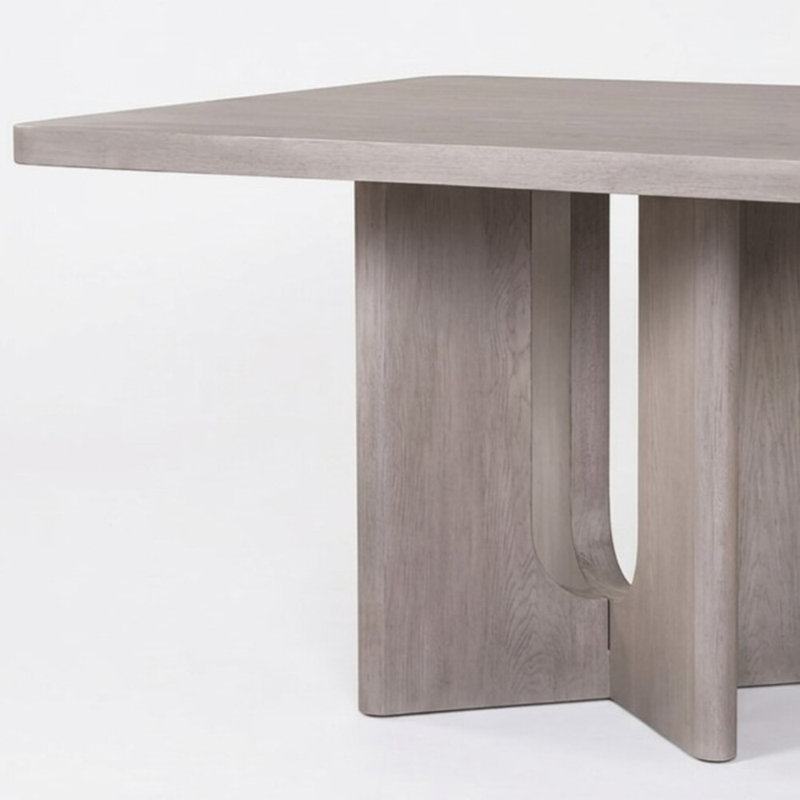 Table de salle à manger Naziah moderne en chêne blanc, 137 cm (54 po), pied central, 4 couverts