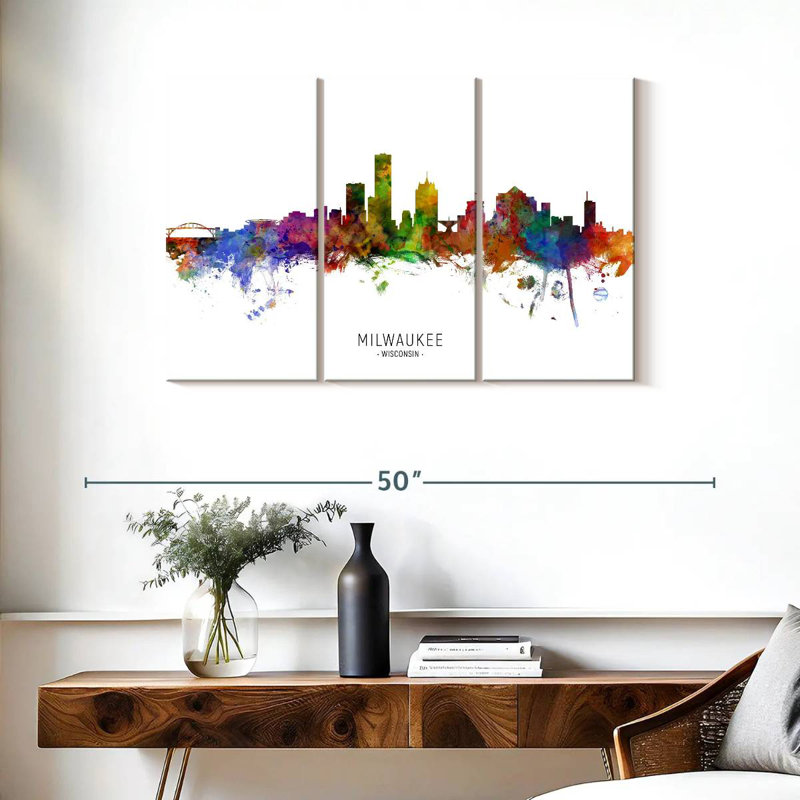 Milwaukee, Wisconsin Skyline I, H 24 po x l 38 po