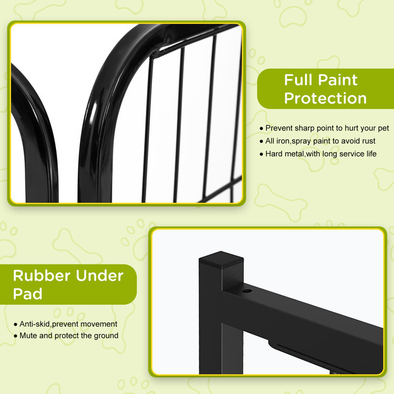 Black Metal Indoor/Outdoor Dog Playpen with Door